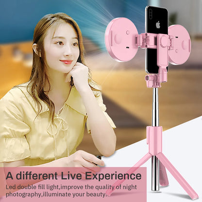 4 in 1 Wireless Bluetooth Compatible Selfie Stick LED Ring Light Extendable Handheld Monopod Live Tripod for iPhone 16 15 14 13