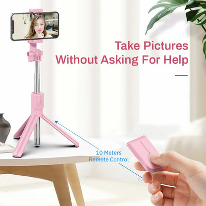 Wireless Bluetooth Compatible Selfie Stick LED Ring Light Extendable Handheld Tripod