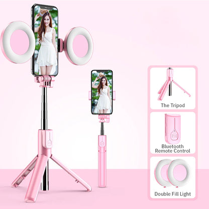 Wireless Bluetooth Compatible Selfie Stick LED Ring Light Extendable Handheld Tripod