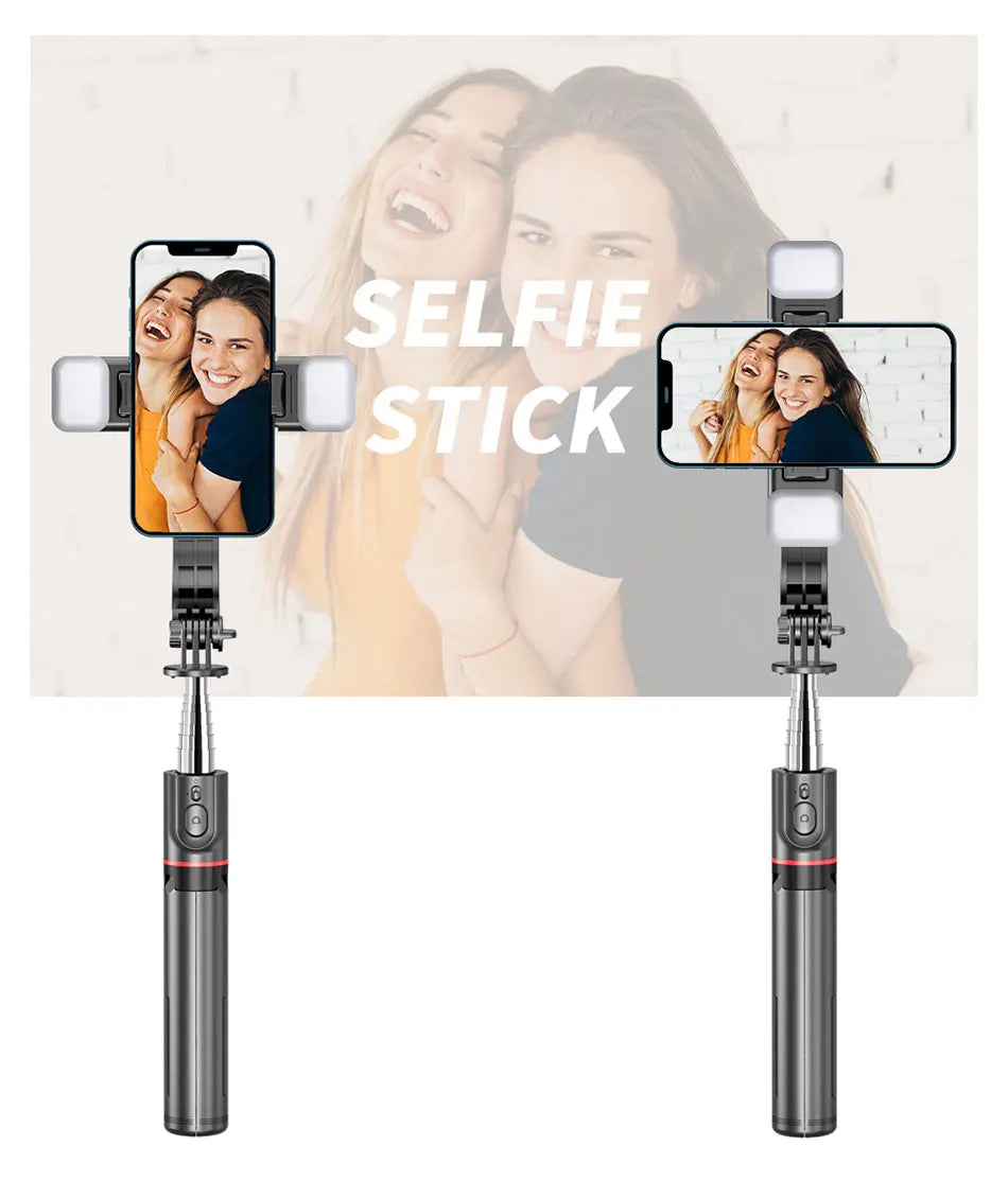 L13D Selfie Stick 1160mm with Wireless Bluetooth Double Fill Light Extended Tripod with Remote Shutter for Android IOS Cellphone