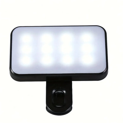 Mini Rechargeable Selfie Fill Light - 3 Color Modes, Adjustable Brightness, Clip-on LED Light for Mobile Phones & Computers