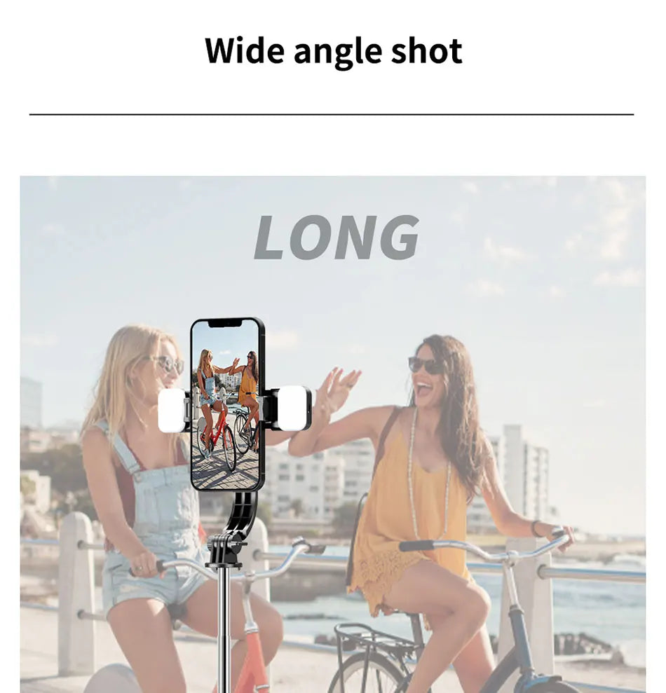 L13D Selfie Stick 1160mm with Wireless Bluetooth Double Fill Light Extended Tripod with Remote Shutter for Android IOS Cellphone