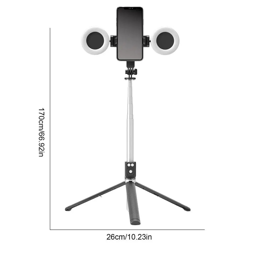 Selfie Stick Tripod With Light 67Inch Height Portable Wireless Remote Phone Tripod For Travel Cell Phone Holder Travel Phone