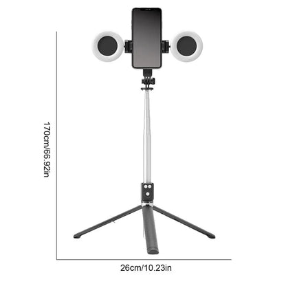 Selfie Stick Tripod With Light 67Inch Height Portable Wireless Remote Phone Tripod For Travel Cell Phone Holder Travel Phone