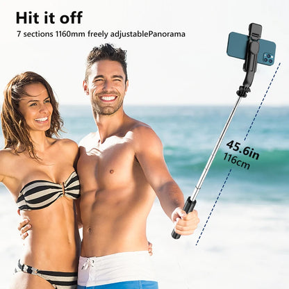 L13D Selfie Stick 1160mm with Wireless Bluetooth Double Fill Light Extended Tripod with Remote Shutter for Android IOS Cellphone