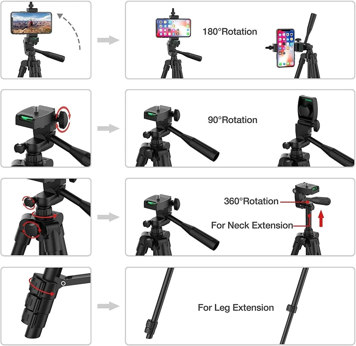 Tripod For Phone Camera Tripod Stand with Bluetooth Remote Phone Holder Lightweight Universal Photography For Xiaomi Huawei DSLR