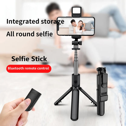 2024 New Wireless Bluetooth Selfie Stick Remote Shutter Tripod with Fill Light 360-Degree Rotation for Live Broadcasting