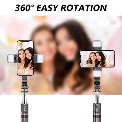 L13D Selfie Stick 1160mm with Wireless Bluetooth Double Fill Light Extended Tripod with Remote Shutter for Android IOS Cellphone