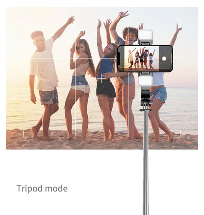 L13D Selfie Stick 1160mm with Wireless Bluetooth Double Fill Light Extended Tripod with Remote Shutter for Android IOS Cellphone